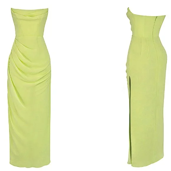 House of CB Adrienne Lime Green Strapless Dress